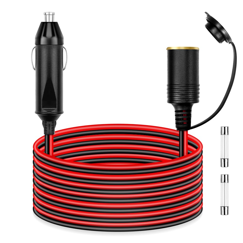 Alitove 12Awg Cigarette Lighter Extension Cord 12Ft 30A 360W Max. Heavy Duty Power Cable Male Plug To Female Socket For 12V 24V 