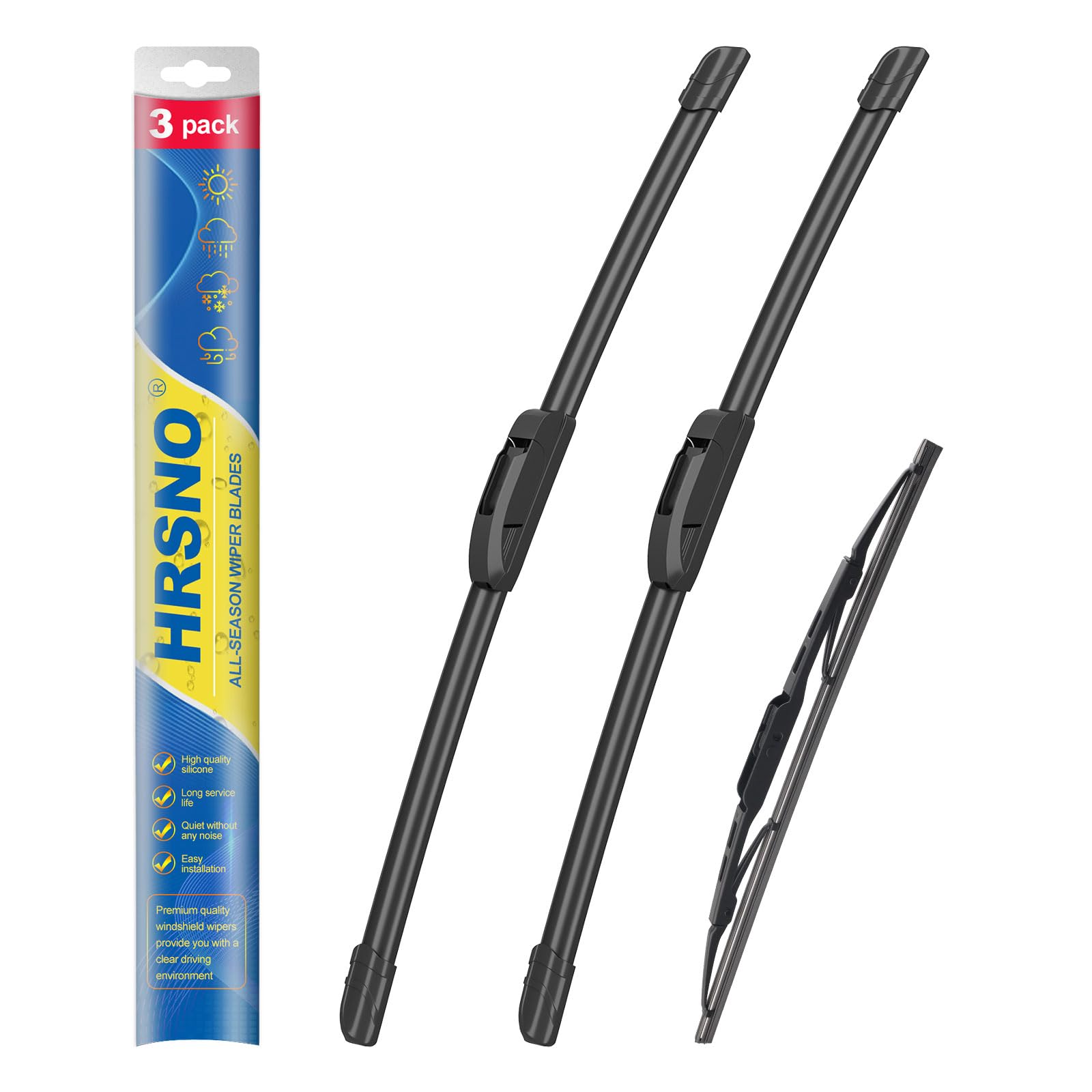 Hrsno 20''+20'' Windshield Wipers With 13'' Rear Wiper Blade Sets Automotive Replacement For Ford Explorer 2006-2010,Easy For In