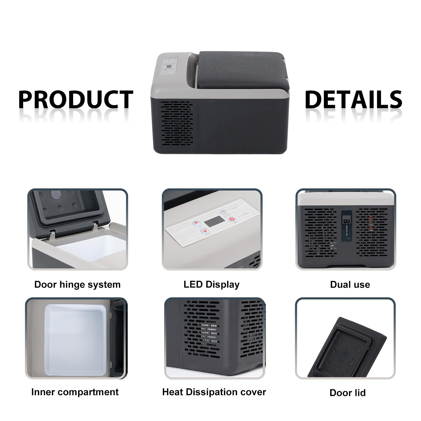 Alpicool C9PT 10 Quart Portable Car Freezer Cooler - 12V DC/100-240V AC, Fast Cooling, Black & Grey, Ideal for Outdoor, Camping, RV,