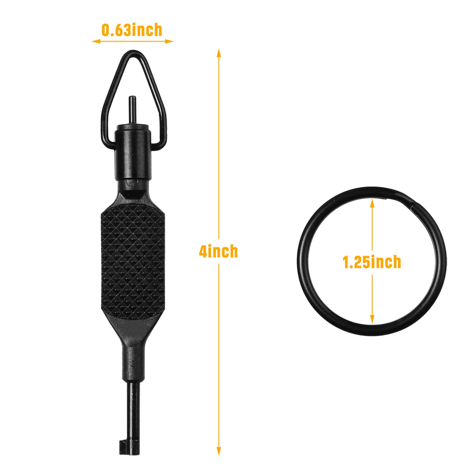 JOTOVO Flat Knurled Swivel Handcuff Key 4" Long, Black Polymer, Model Zt-9p with Detachable Keyring