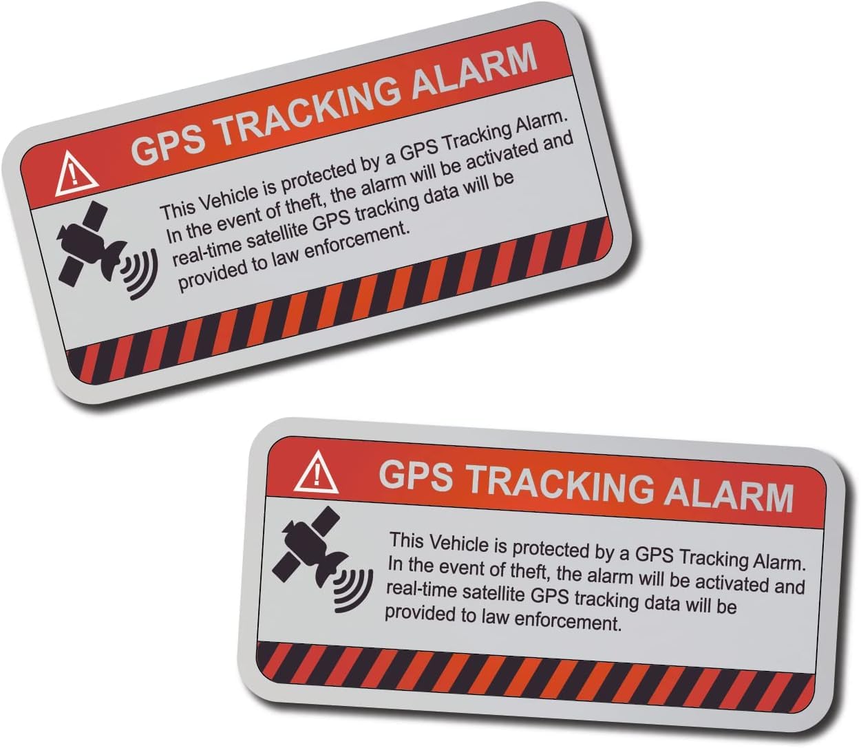 (5 Pack) Combination Pack Of 24 Hour Monitoring - This Vehicle Protected By Gps Tracking Warning Signs - Decal Self Adhesive Sticker Vinyl Decal — Uv Resistent