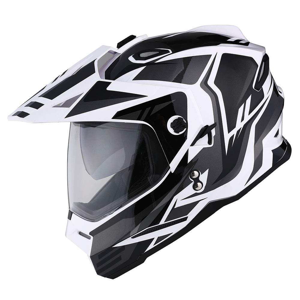 1Storm Dual Sport Motorcycle Motocross Off Road Full Face Helmet Dual Visor Storm Force Black, Size Medium
