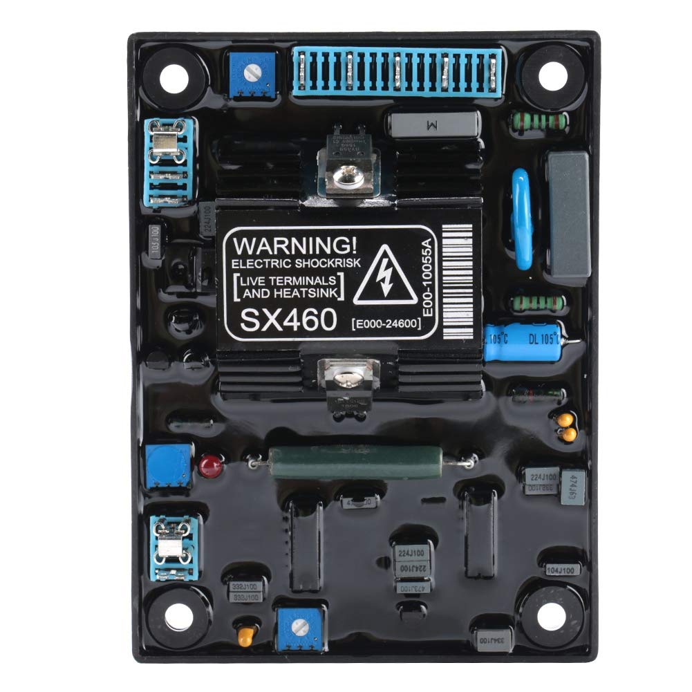 Walfront SX460 Automatic Voltage Regulator AVR for Generator, Black, Model 16104223-74ac-44d6-b055-bbfe51ccef16, Plastic Material