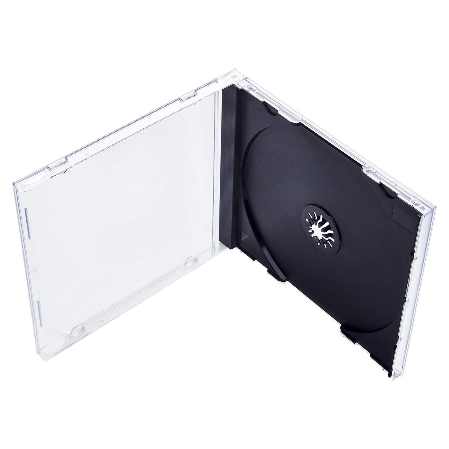 Maxtek 10.4 Mm Standard Single Clear Cd Jewel Case With Assembled Black Tray, 50 Pack