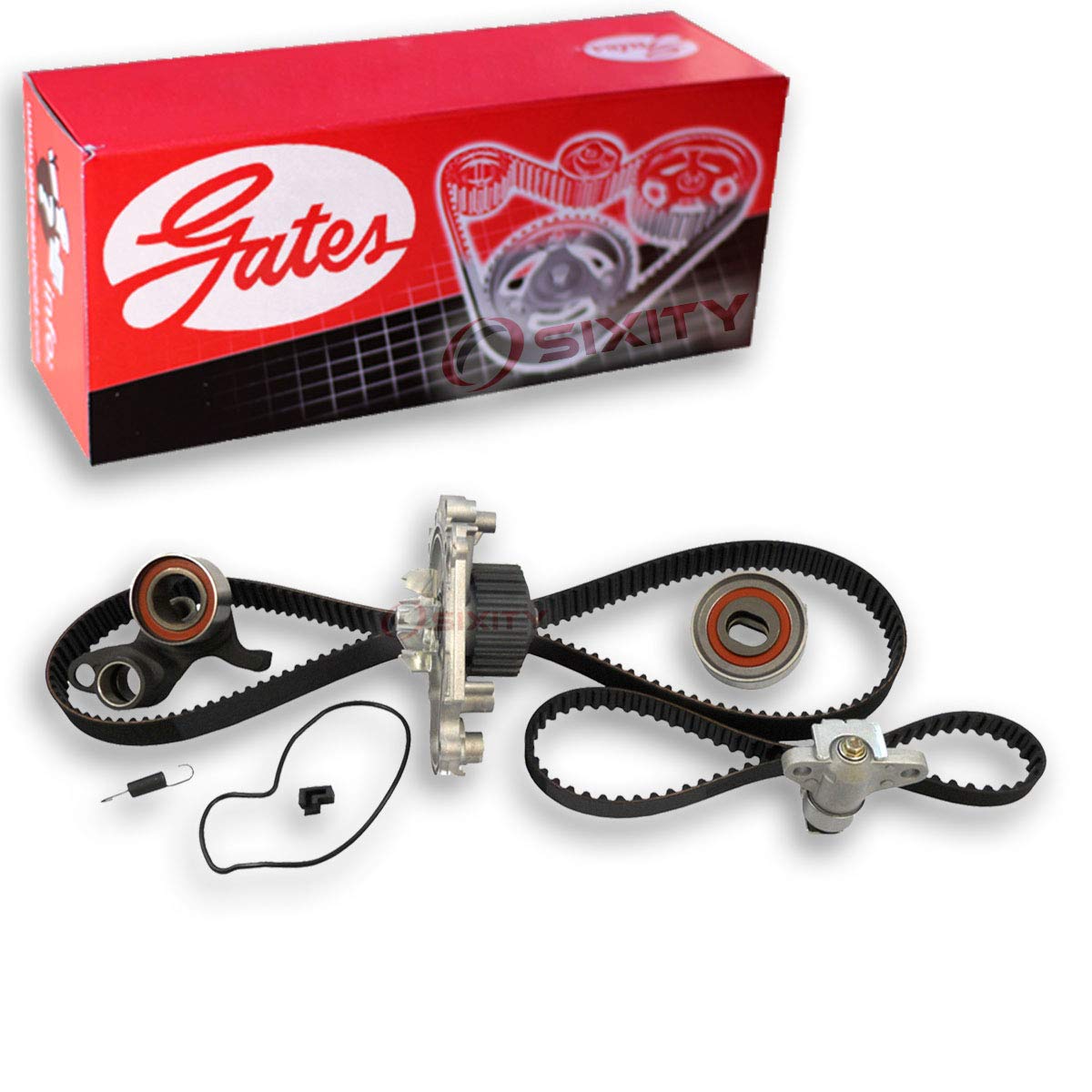 Gates PowerGrip Timing Belt Kit w Water Pump compatible with Honda Prelude 2.2L L4 1993-2001