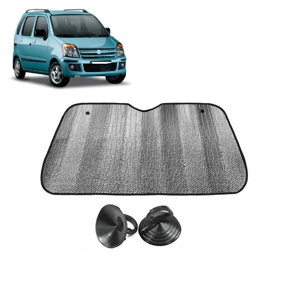 Car Windshield Sun Shade UV Rays Protector Silver Sunshade Solar Reflective suitable for Maruti Suzuki Wagonr
