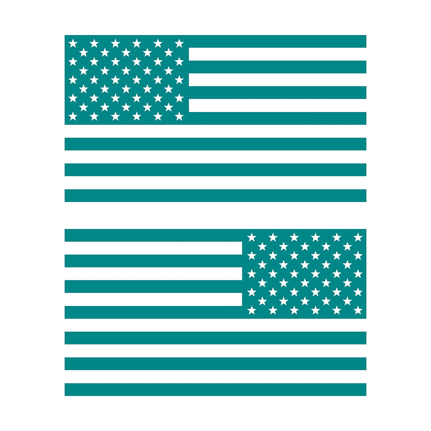American Us Flag [Pick Color/Size] Vinyl Decal Sticker For Laptop/Car/Truck/Window/Bumper (7.5In Subdued Pair, Matte Turquoise)
