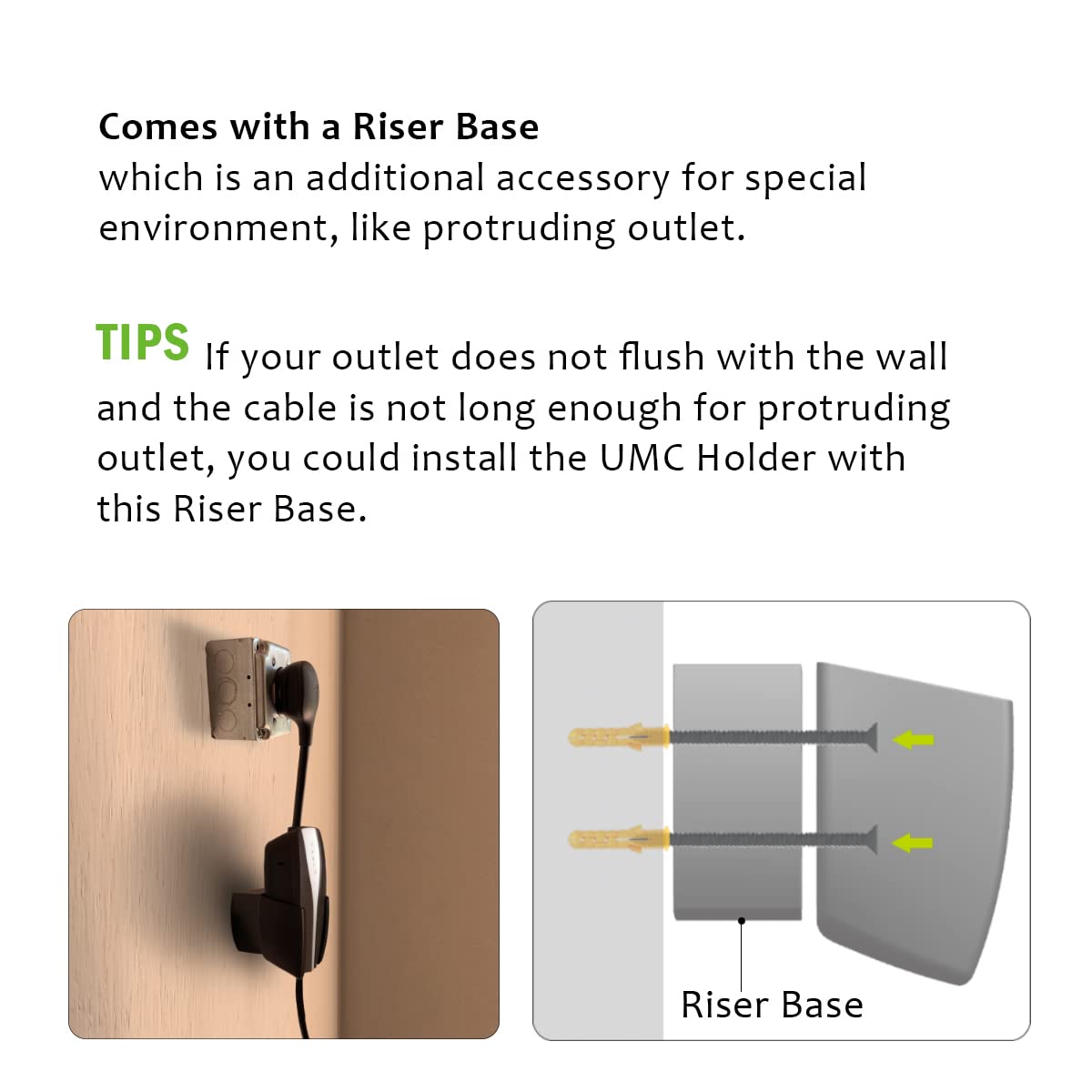 PHEOKER Tesla Mobile Charger UMC Holder with Riser Base for NEMA 14-50 Outlet - UMC Holder w/ Base