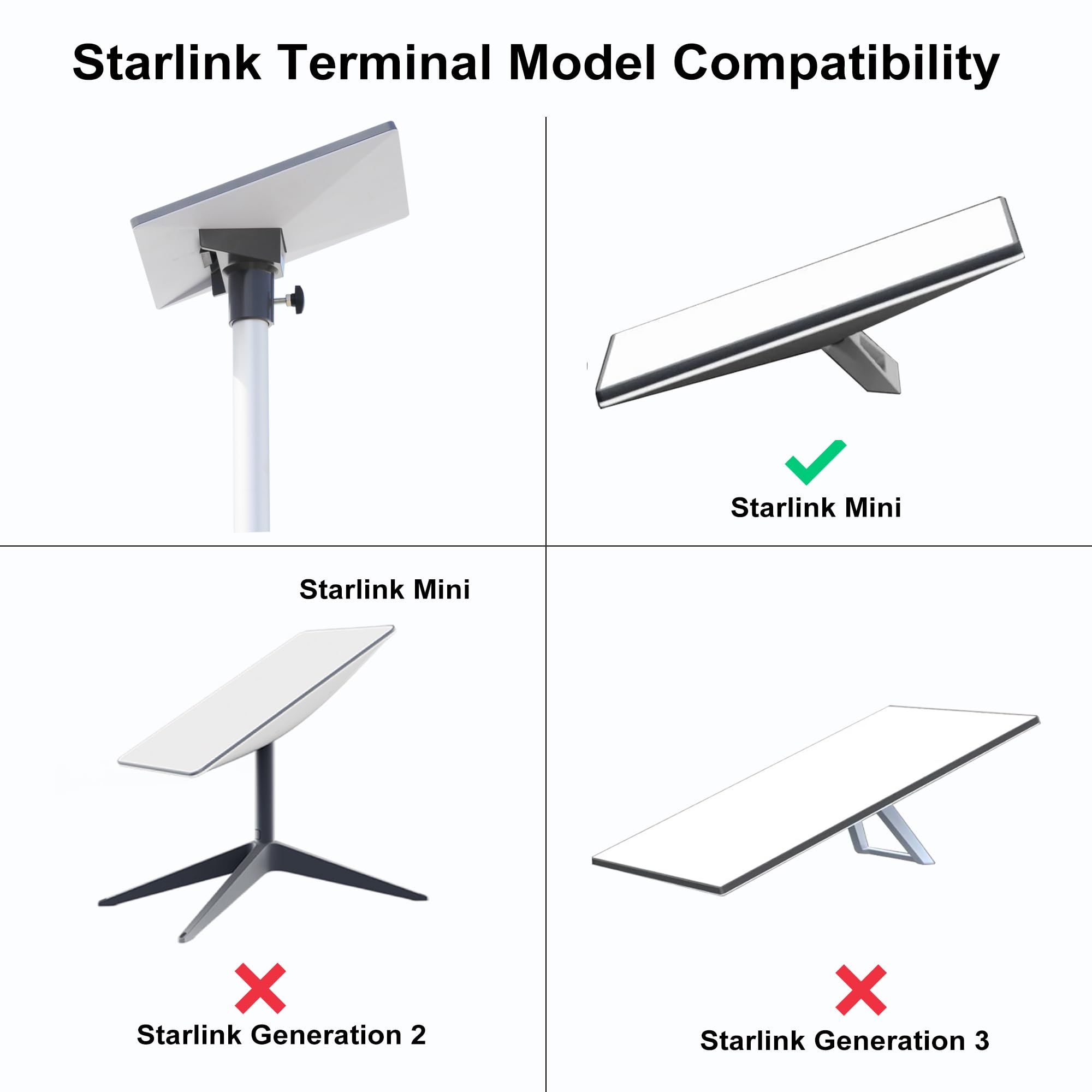 EEZ RV Products Starlink Mini Adapter Kit - 10FT Telescopic Pole & RV Ladder Mount - Fits 1.0 inch Aluminum Ladder Rails