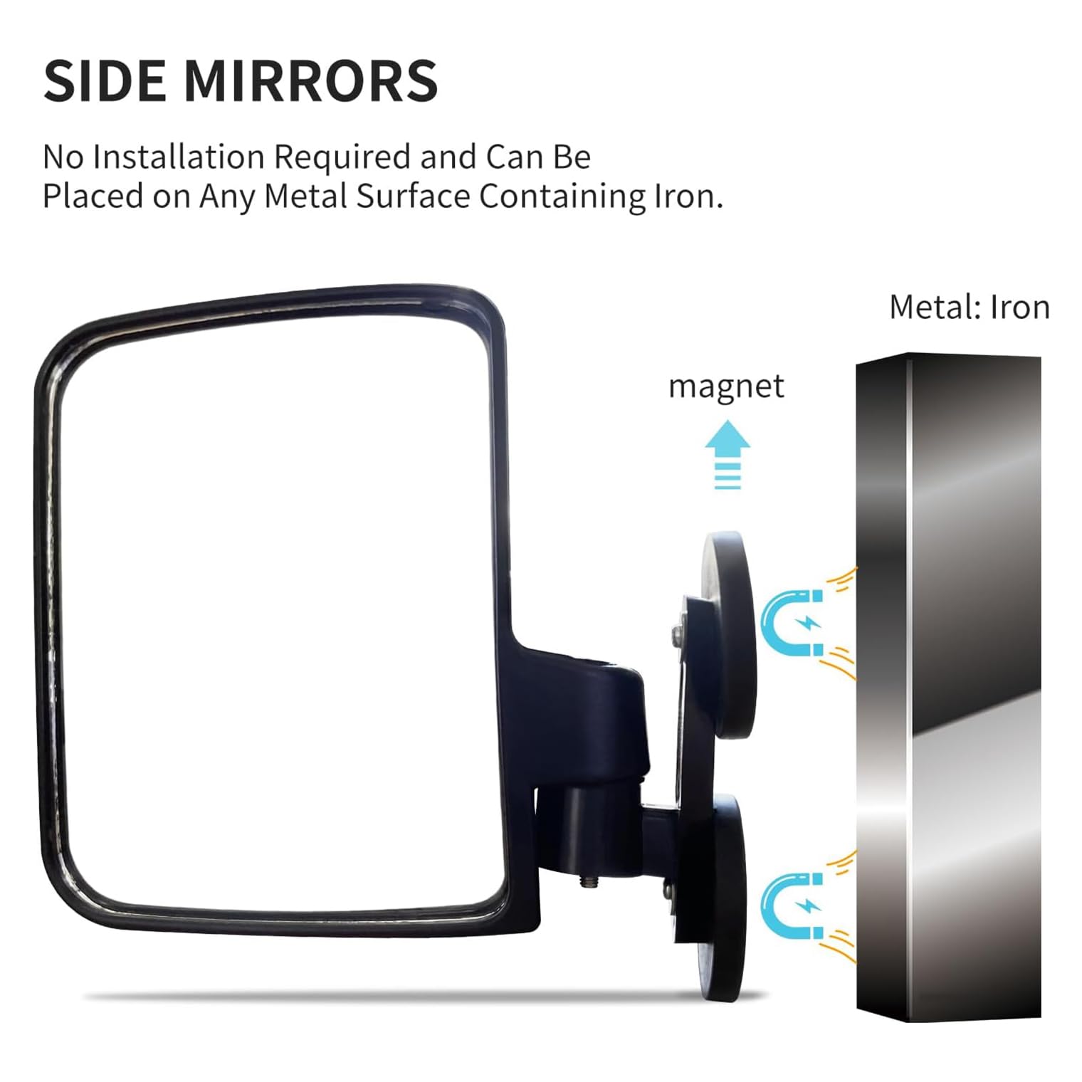 pbsee Magnetic Tractor Mirrors - Rearview Mirrors for Mahindra, Kubota, John Deere - Strong Magnets, Black, Model pb517