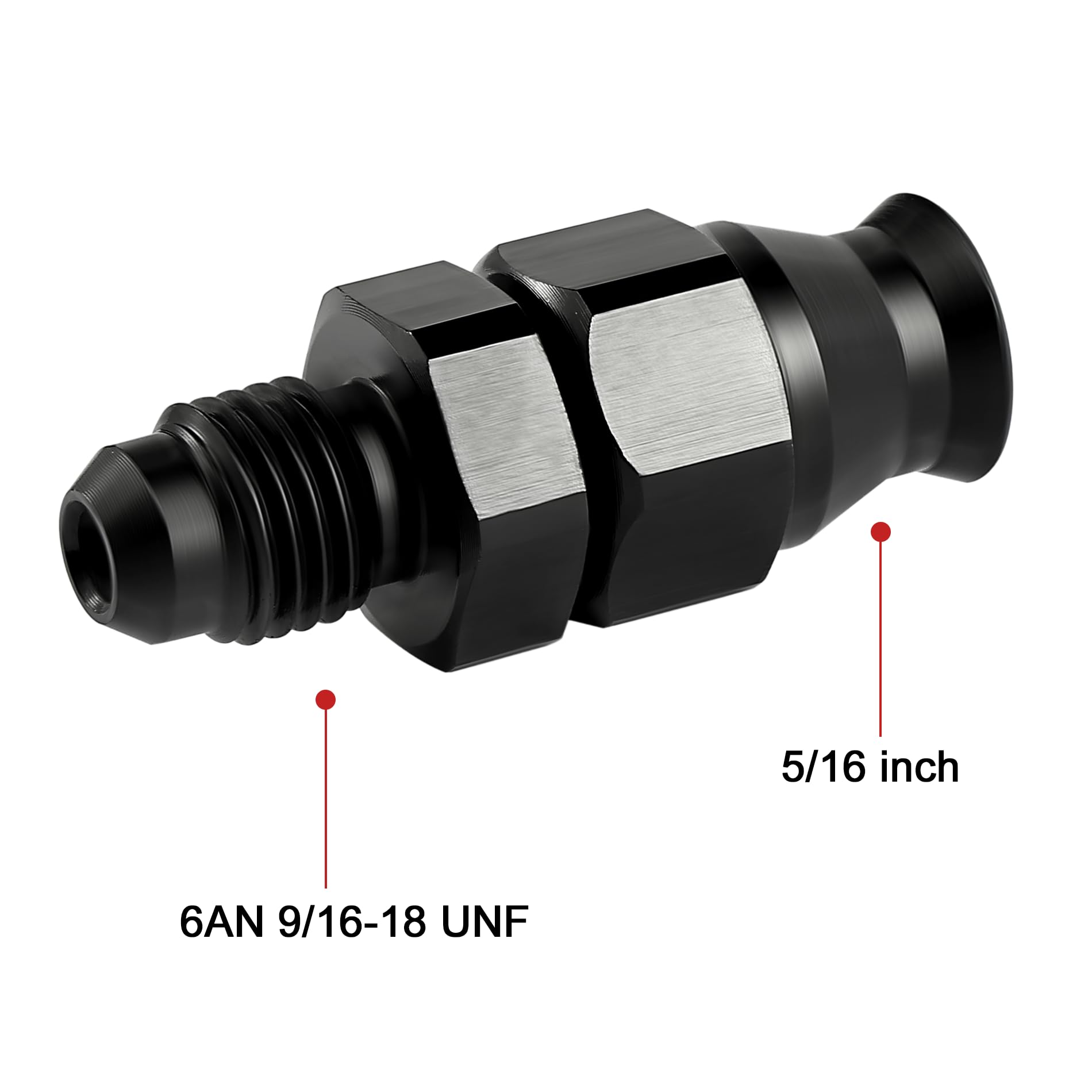 EVIL ENERGY 6AN Male to 5/16'' Hardline Compression Fitting Adapter Aluminum Black