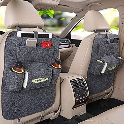 JHANKAAR HANDICRAFT Car Auto Vehicle Back Seat Travel Storage Small Organizer for Bottle, Books (GreyPack of 1)