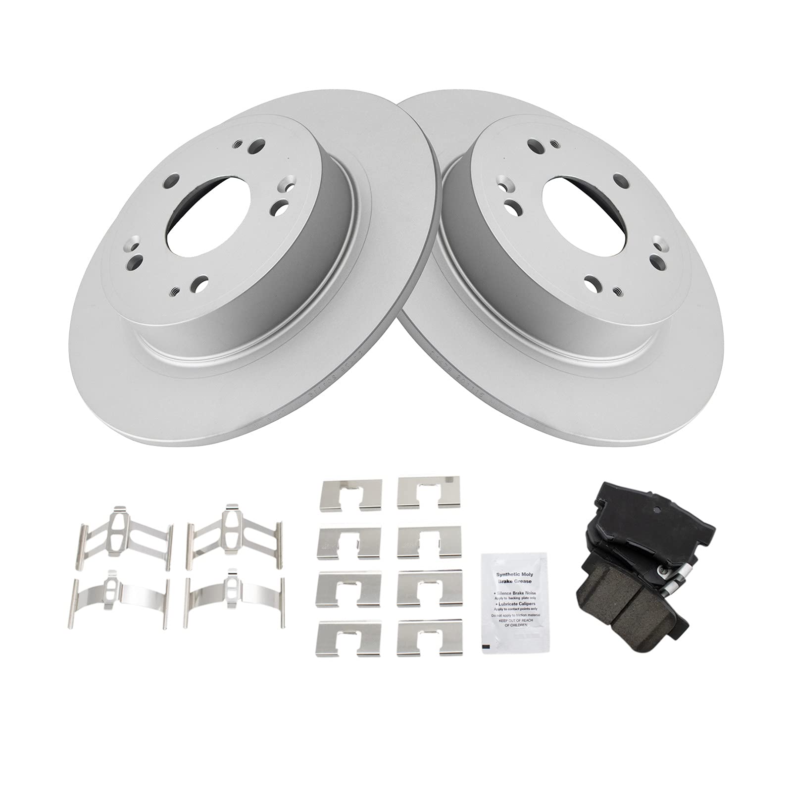 Trq Rear Brake Pad & Rotor Kit Brake Pads Brake Rotor Ceramic Solid Premium G-Coated Compatible With 2016-2019 Acura Ilx 2005-20