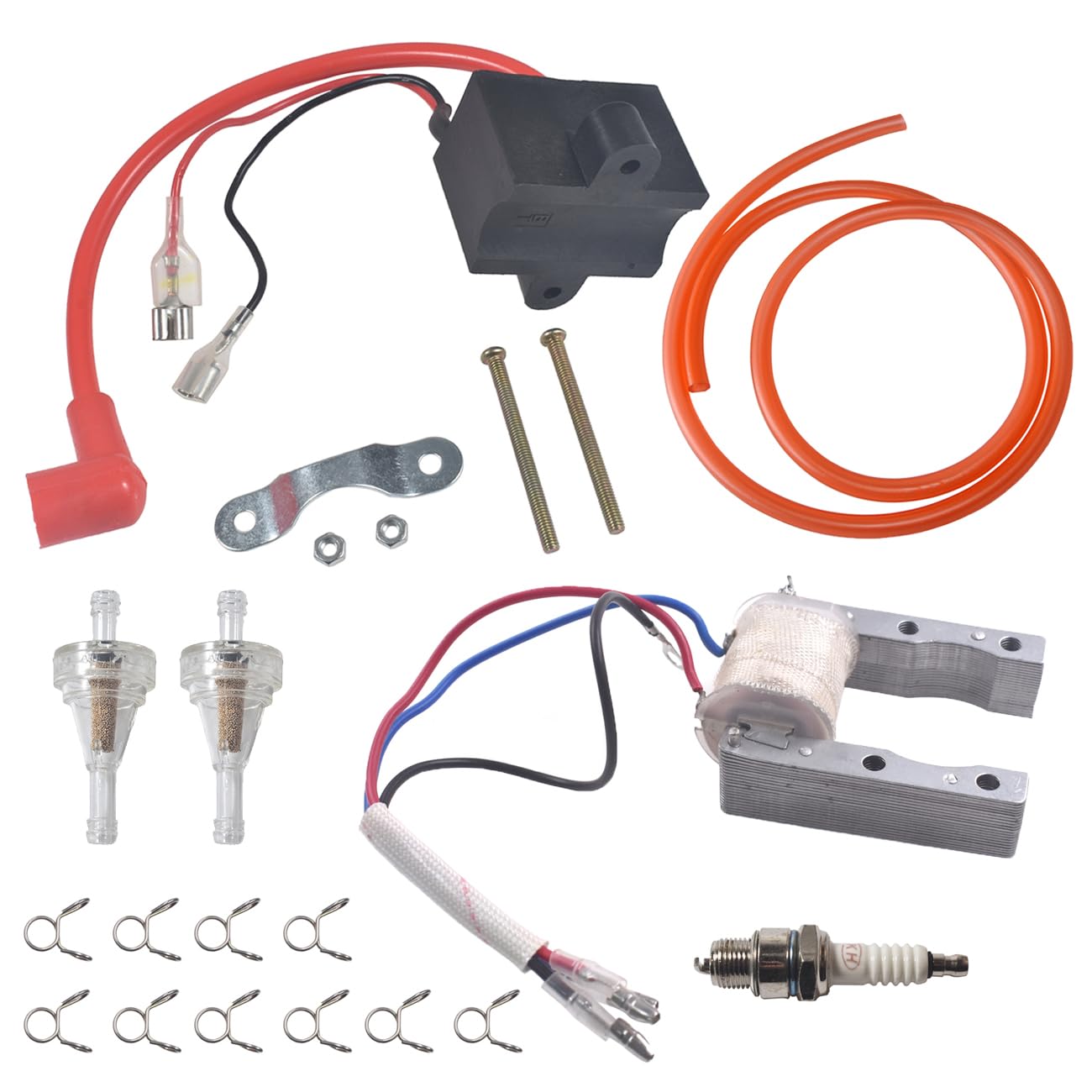 jtfrkope Performance CDI Ignition Magneto Coil Spark Plug Kit for 49cc-80cc 2-Stroke Motor Engine Motorized Bicycle Bike