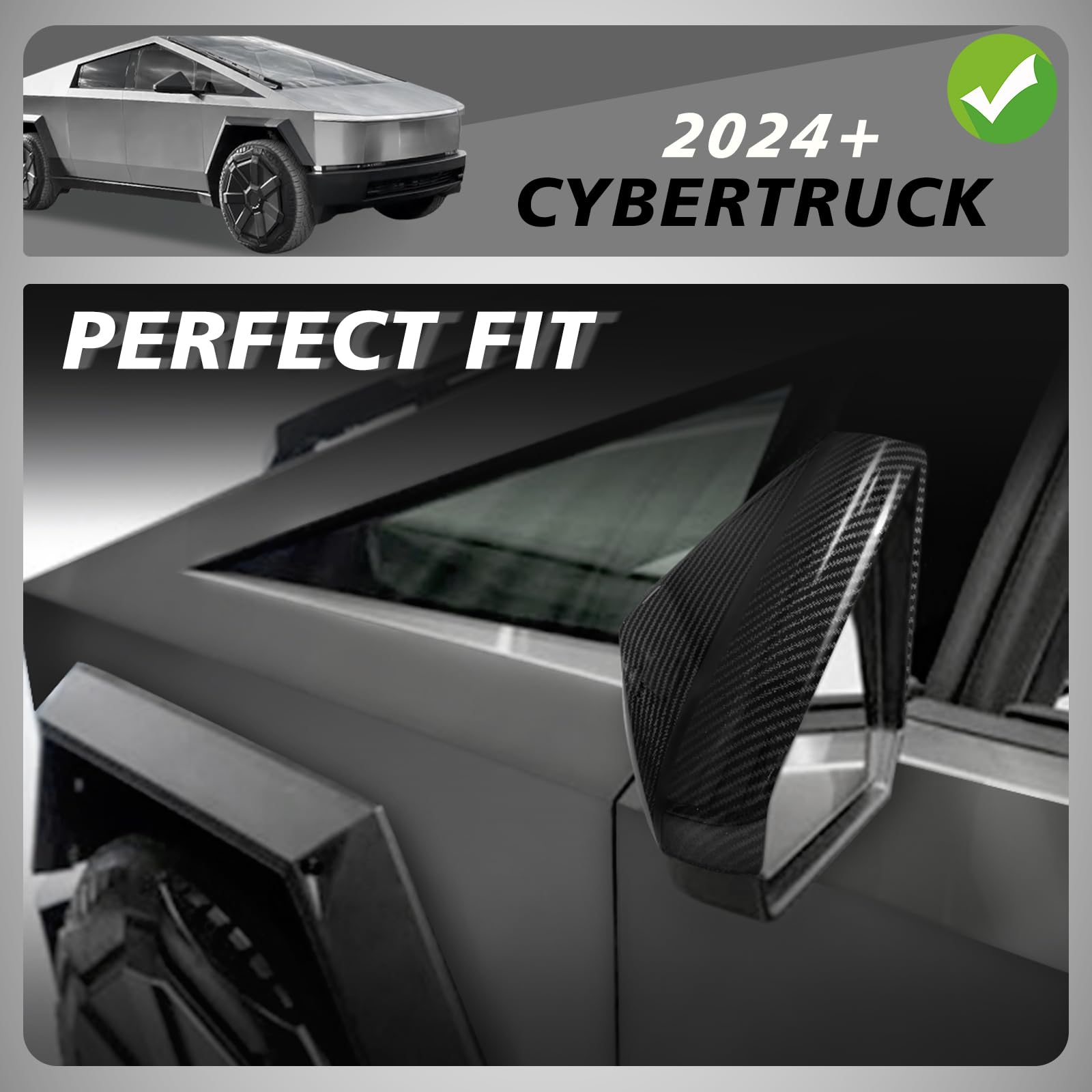 BestEvMod Door Side Rearview Mirror Cover Caps Protection Covers Direct Add-on Compatible with 2023 2024 2025 Tesla Cybertruck E