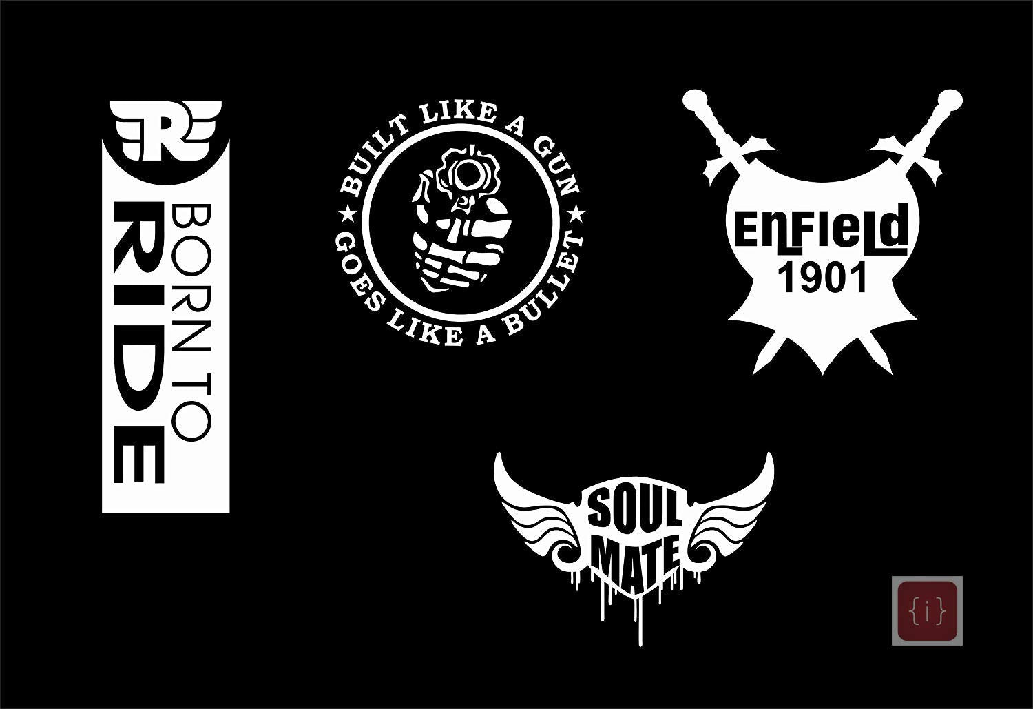 Isee 360 Royal Bike Sticker Combo Kit For Bike Sides Tank Tool Box Battery Stem White Decals Pack Of 5