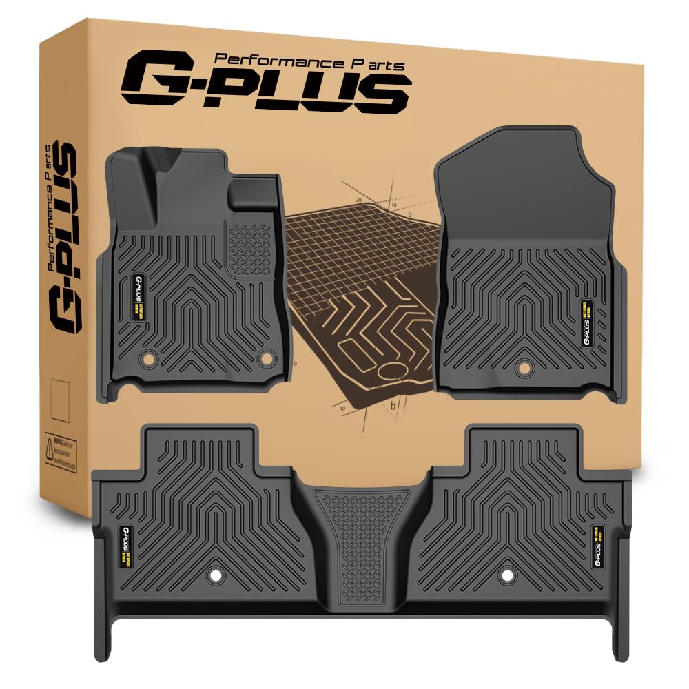 G-PLUS Floor Mats Compatible with Toyota Tundra CrewMax Cab 2014-2021 1st & 2nd Row Full Set All Weather Protection TPE Floor Li