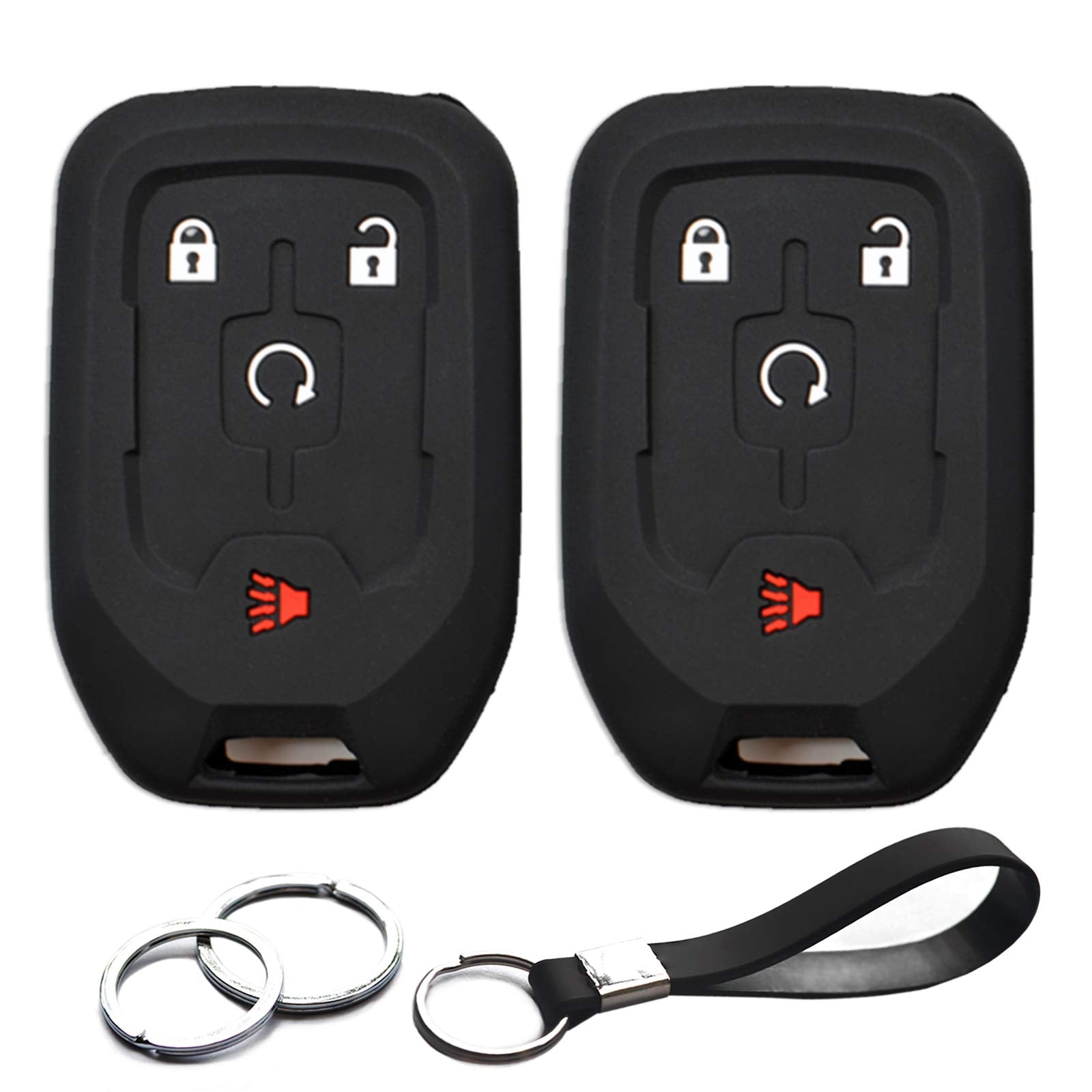 Infipar 2Pcs Compatible With Gmc Terrain Acadia Smart 4 Buttons Silicone Fob Key Case Cover Protector Keyless Remote Holder