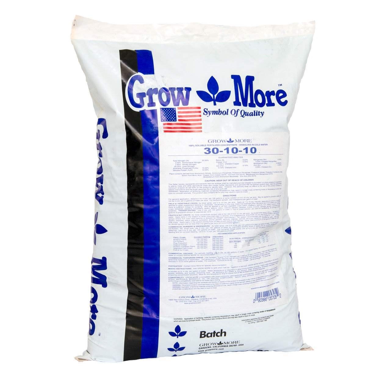 Grow More 5705 Water Soluble Fertilizer 301010, 25Pound