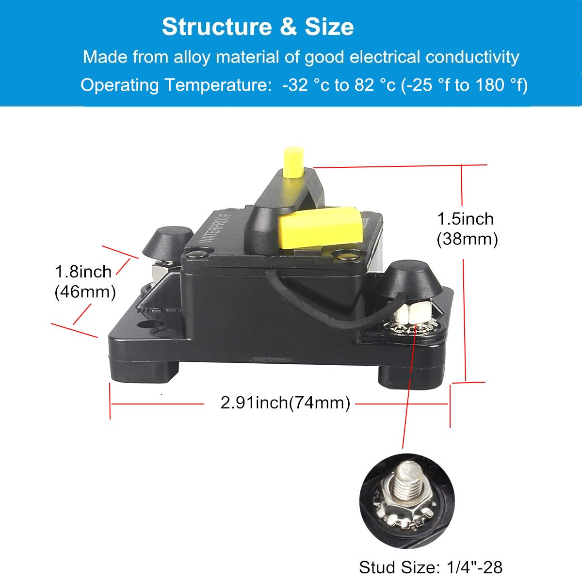 Wohhom 50 Amp Circuit Breaker Waterproof 30A-300A Manual Reset Fuse Inverter For Trolling Motor Auto Car Rv Marine Boat Current