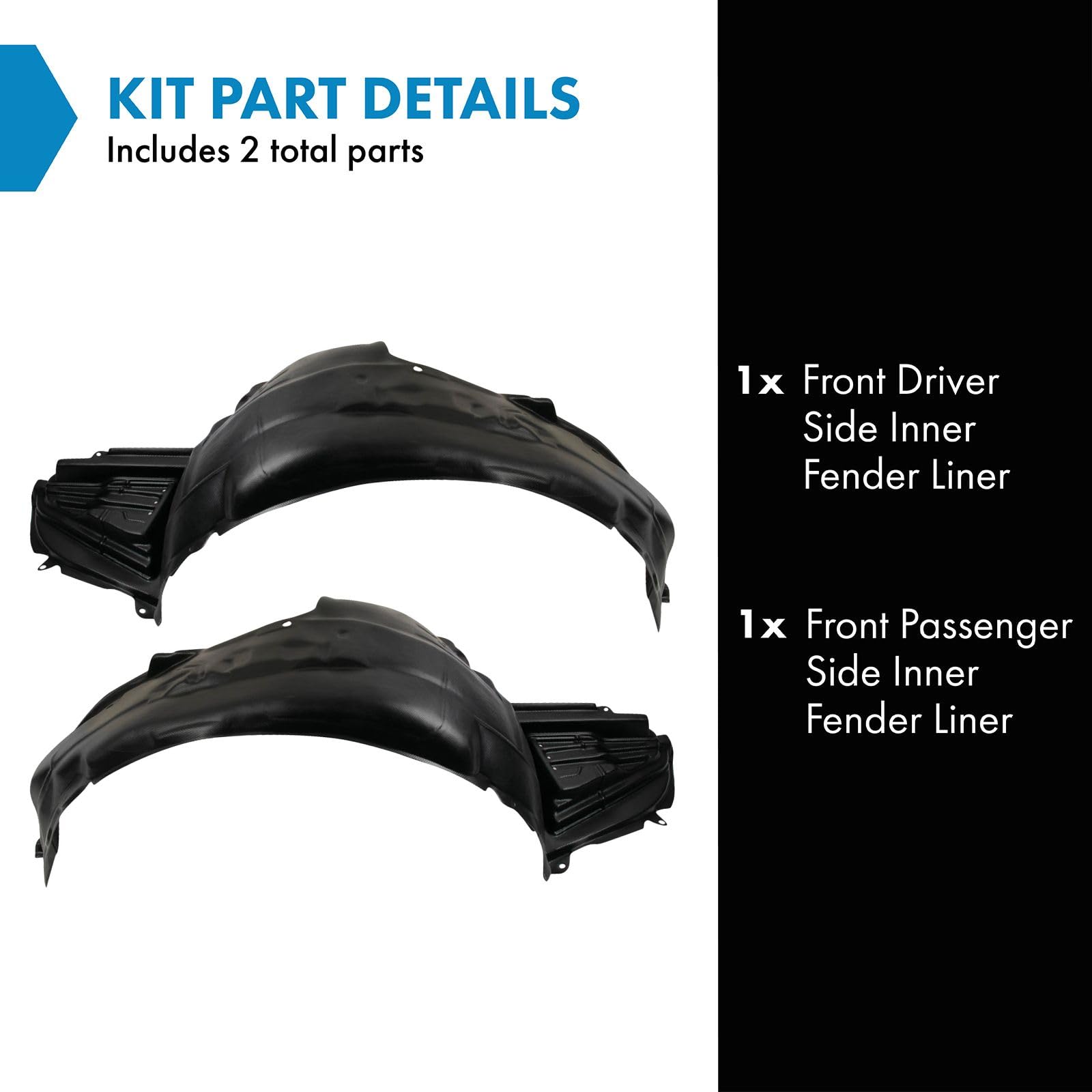 Trq Front Inner Fender Liner Set Compatible With 2008-2010 Subaru Impreza Su1248122 Su1249122