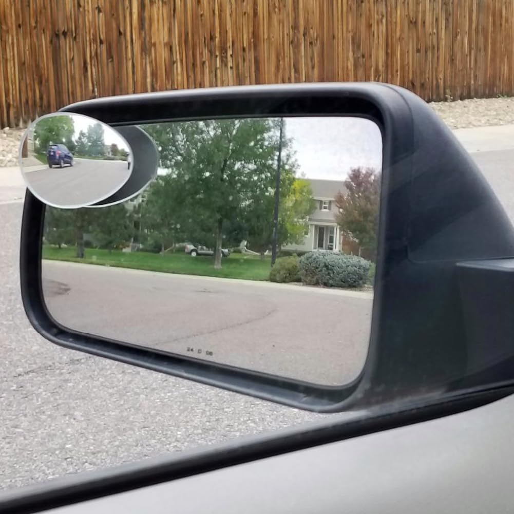 Ampper Blind Spot Mirror Oval, Hd Glass Frameless Stick On Adjustabe Convex Wide Angle Rear View Blind Spot Car Mirror For Car B