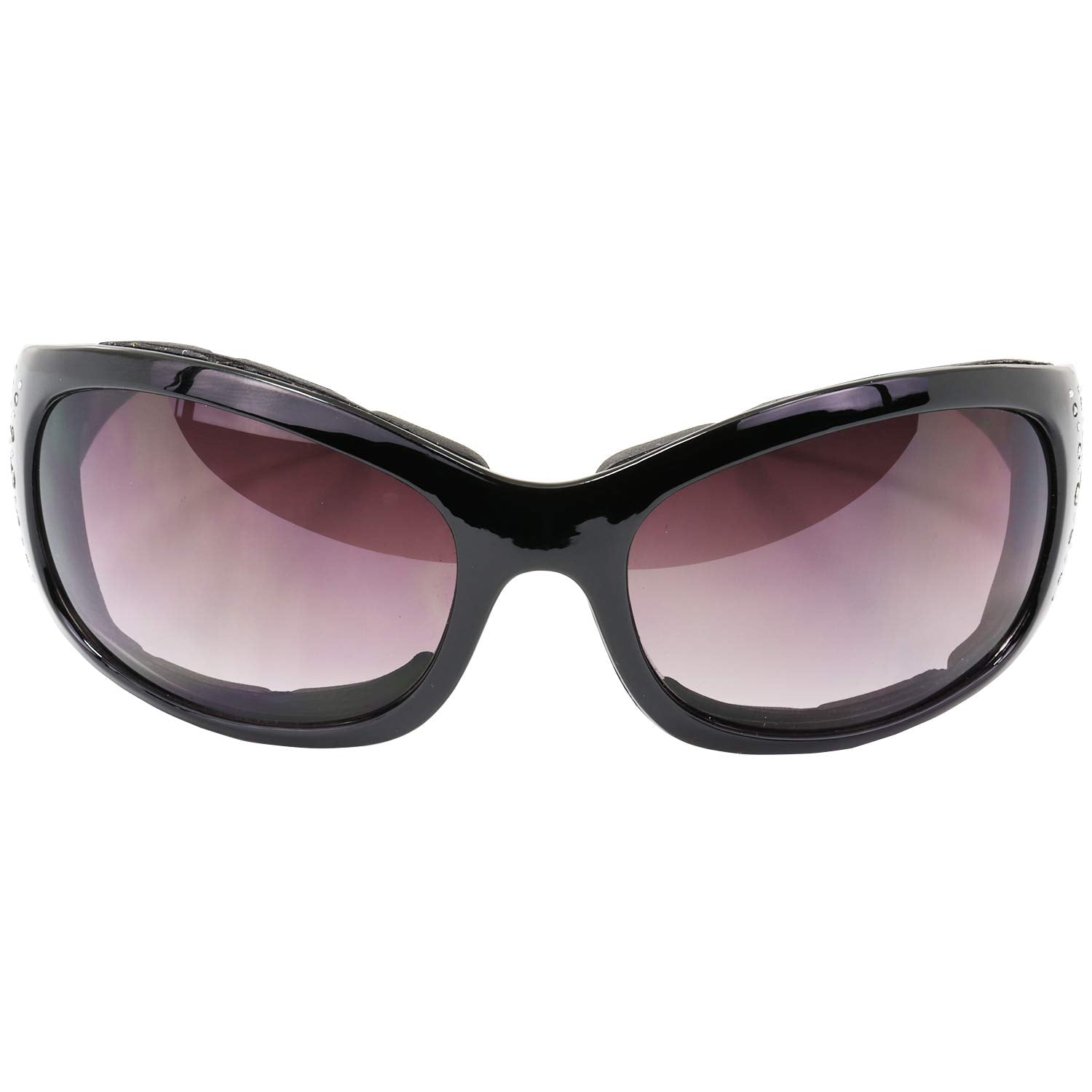 Global Vision Eyewear Marilyn 2 Plus Motorcycle Glasses For Women Black Frame Bling-Ed Out With Rhinestones (Smoke)