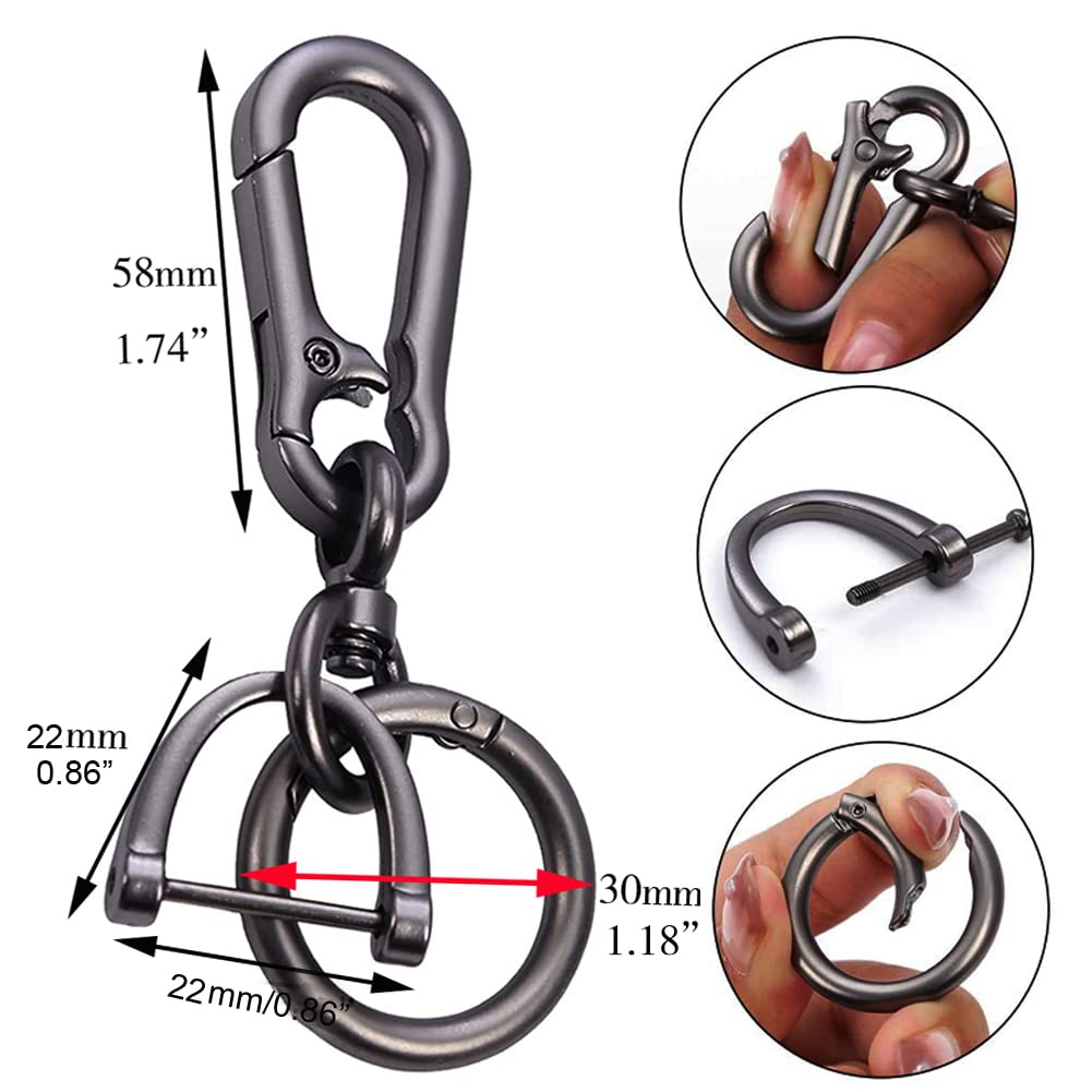 Imeisuit Car Keychain Clip - Quick-Release Horseshoe D-Ring Holder, Metal, One Size, Black
