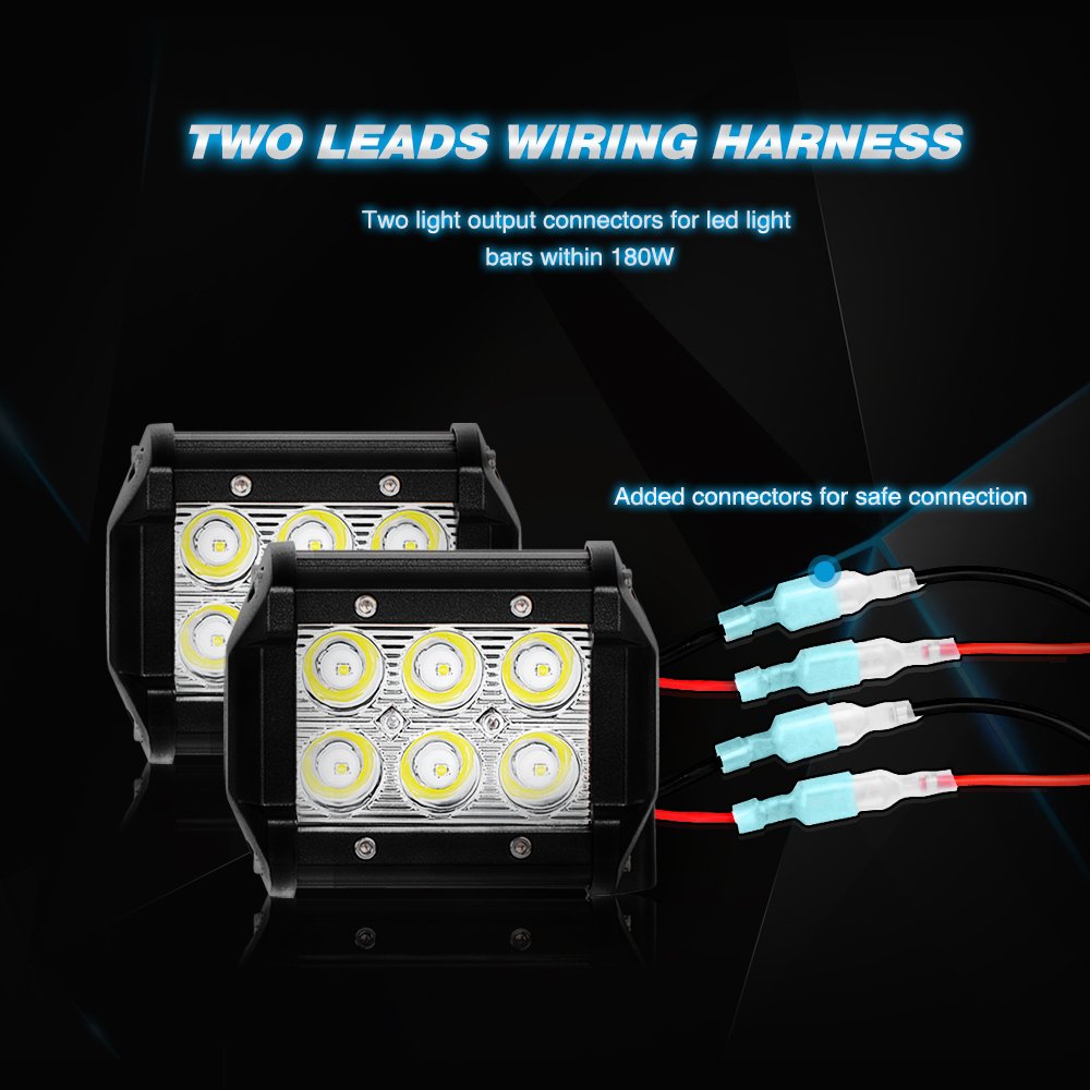 Nilight Led Light Bar Wiring Harness Kit 16Awg 12V On Off Waterproof Switch Power Relay Blade Fuse-2 Lead,2 Years Warranty (1002