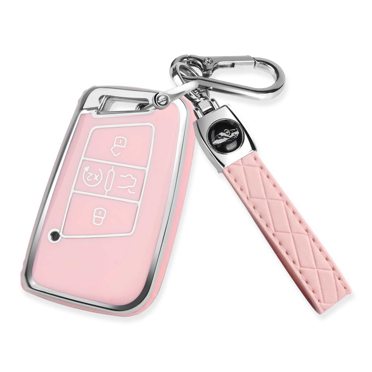 MILD EAST for Volkswagen Key Fob Cover with Keychain, Soft TPU Car Key Shell Case Holder for Atlas Golf Alltrack Atlas Jetta Pas