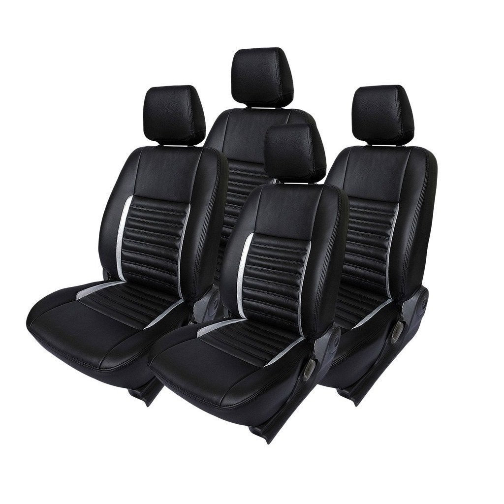 Hi Art Black and Silver Leatherite Custom Fit Car Seat Covers Compatible with Maruti Alto K10 (20102014)  Complete Set