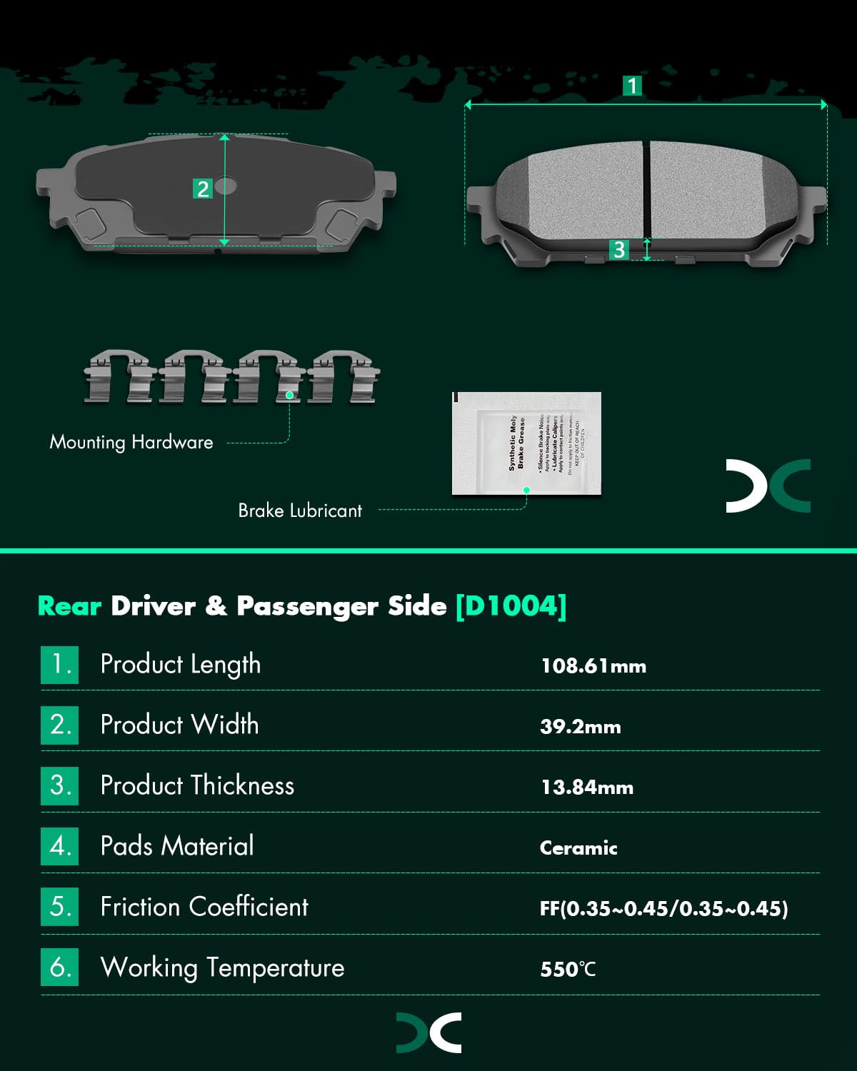 SCITOO Ceramic Front Rear Disc Brake Pad Set fit for 2005-2006 for Saab 9-2X, 2004-2008 for Subaru forester, 2003-2007 for Subar