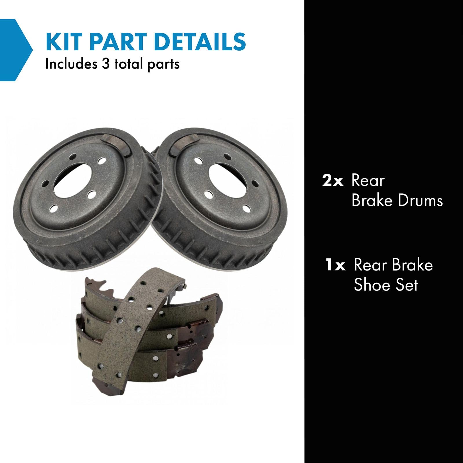 TRQ Rear Brake Shoe & Drum Kit Compatible with 1998-2009 Ford Ranger Mazda B4000