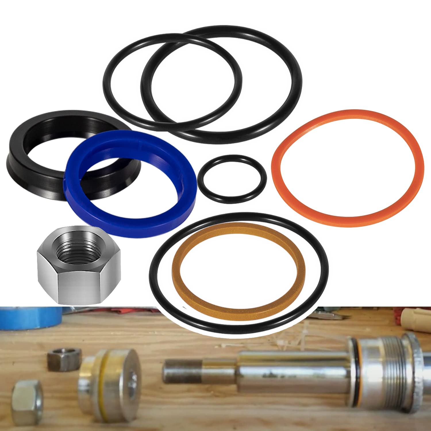(1 Set) 6803329/7137769 Hydraulic Lift Cylinder Seals Kit Fits For Bobcat 444, 500, 520, 530, 533, 540, 542B, 643, 731, 743 Etc