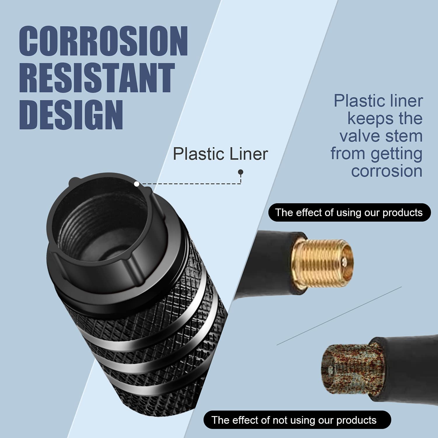 Tire Valve Stem Cap Cover - (5 Pack) Tire Air Caps Metal With Plastic Liner Corrosion Resistant Leak-Proof For Car Truck Motorcycle Suv And Bike Black