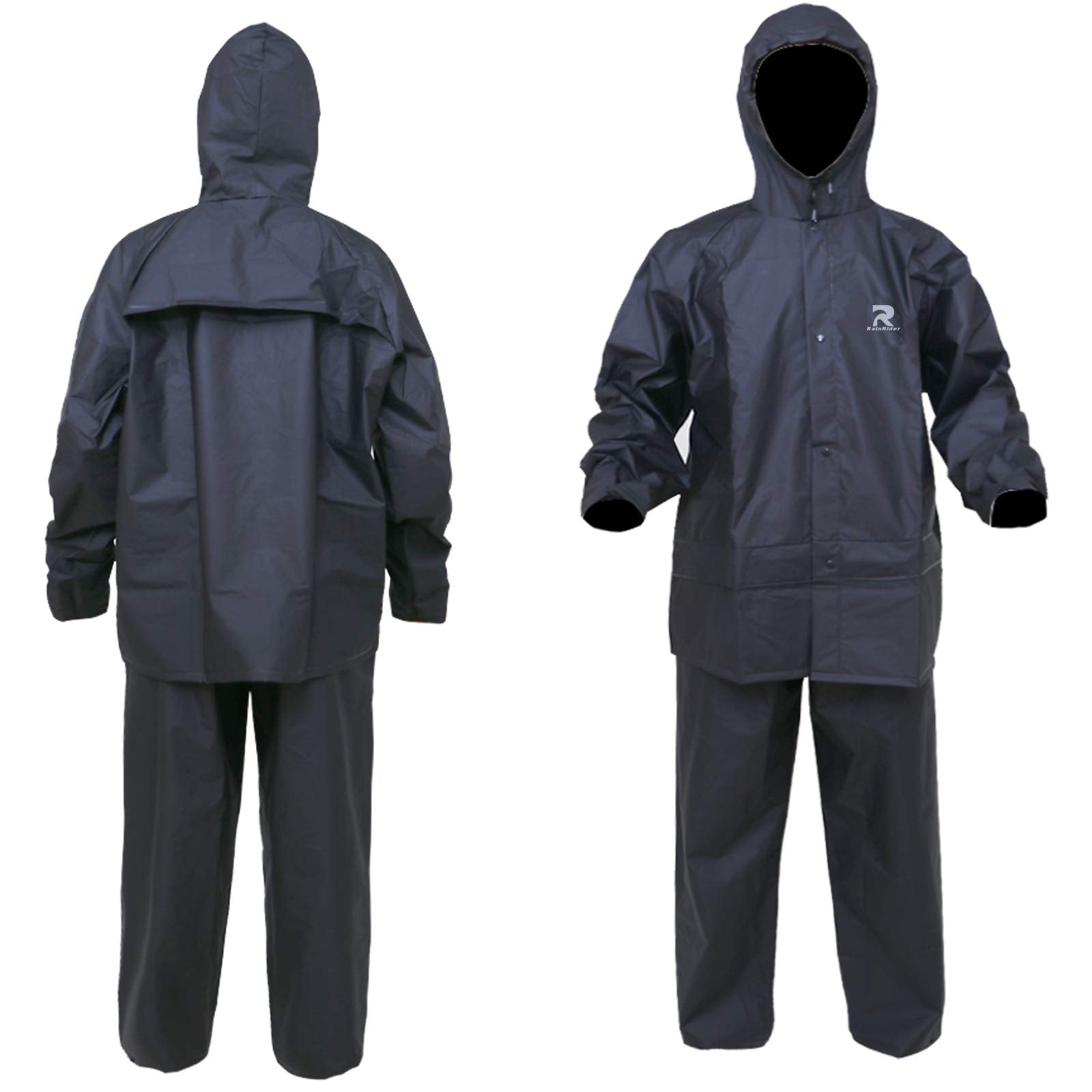 Ultra-Lite Rain Suit For Men Women Waterproof Protective Rain Coat With Pants 2 Pieces Rain Gear(Black,L)