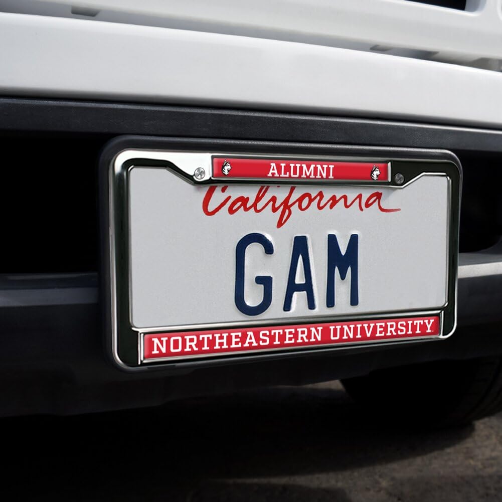 GRAPHICS & MORE Northeastern University Alumni License Plate Frame - Metal, Full Size, Northeastern Huskies Color