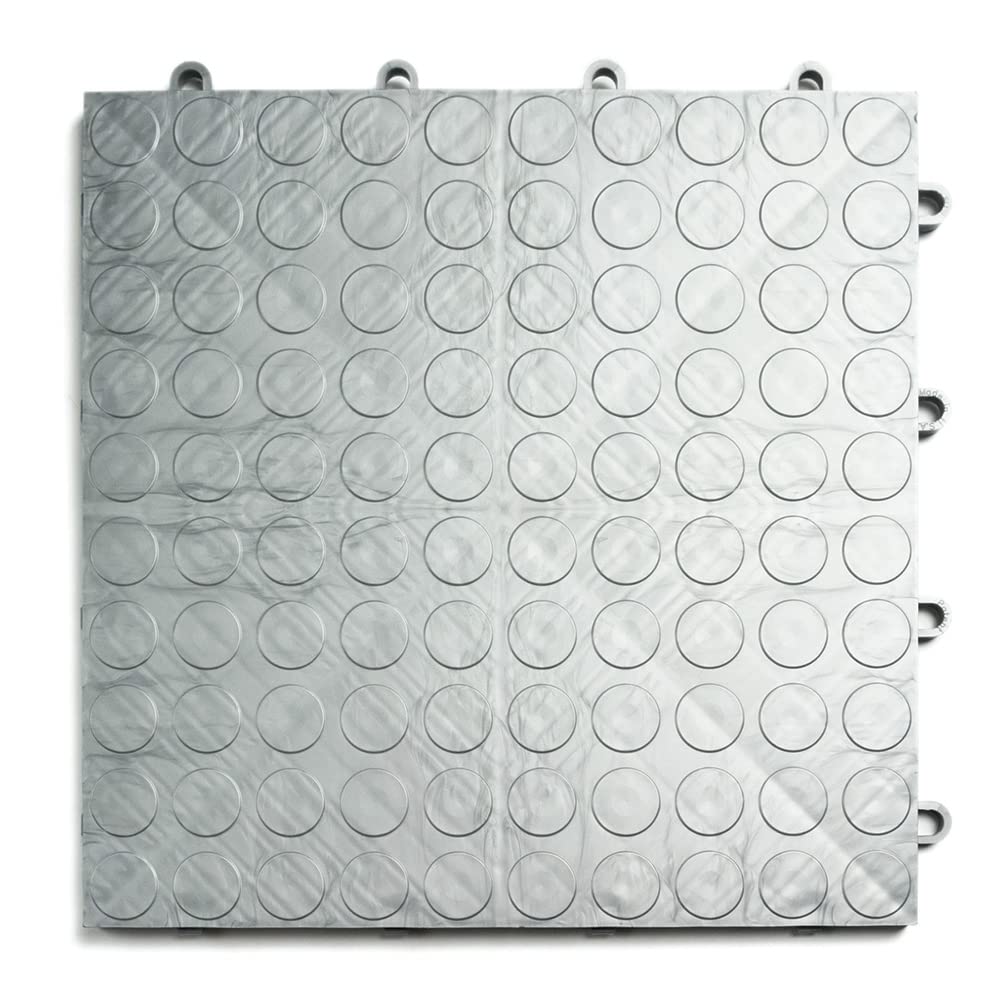 Big Floors GarageDeck Coin Pattern, Durable Copolymer Interlocking Modular Non-Slip Garage Flooring Tile (12 Pack), Alloy