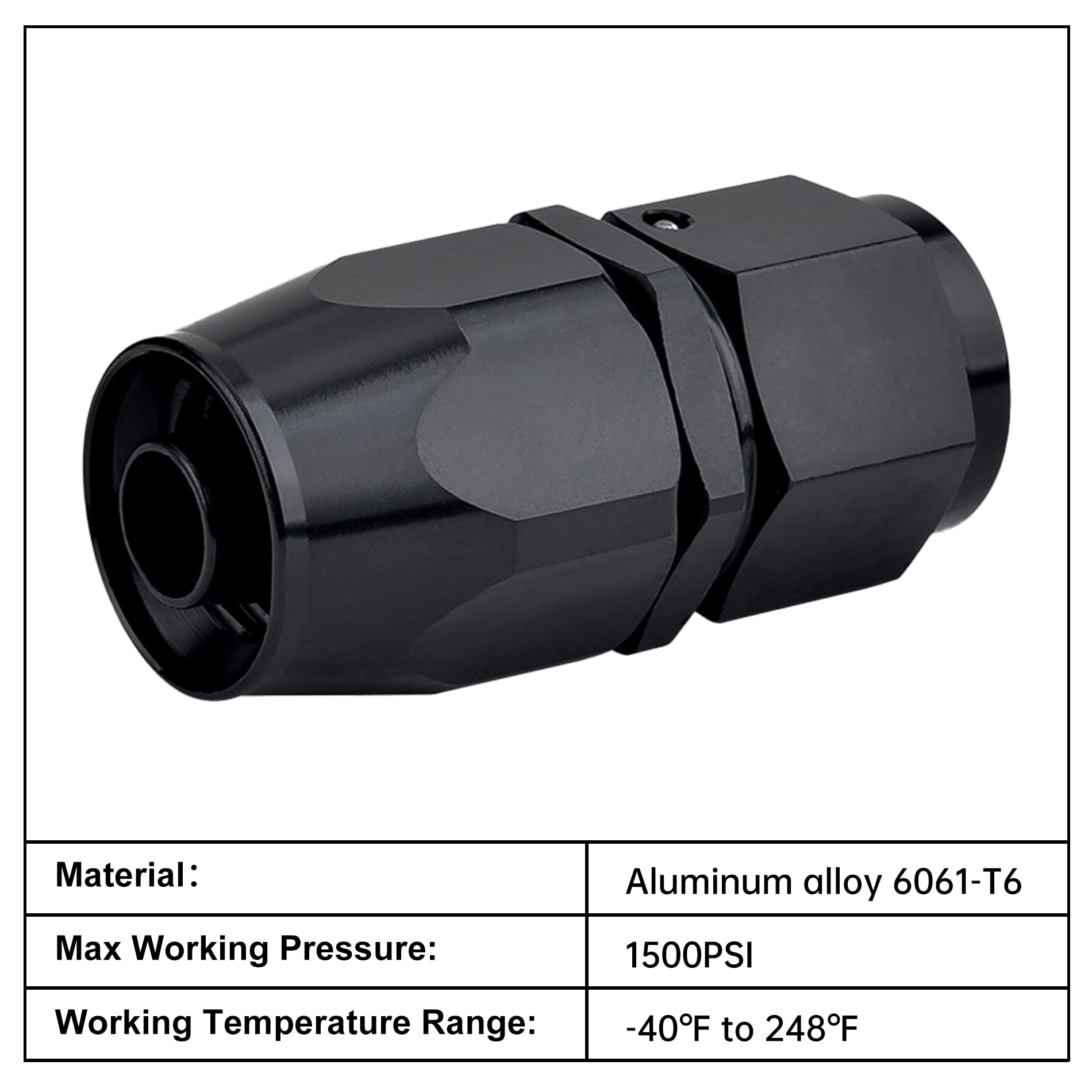 Evil Energy 4An Hose End Fitting Straight Swivel For Cpe Braided Hose Black