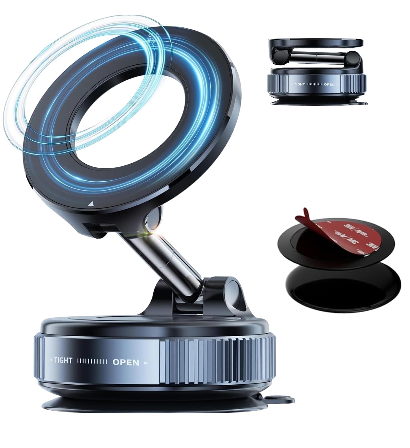 Sandhix Vacuum Magnetic Car Phone Holder, Strong Suction Cup Phone Mount for Car Dashboard Windshield, 360 Adjustable Magnetic H