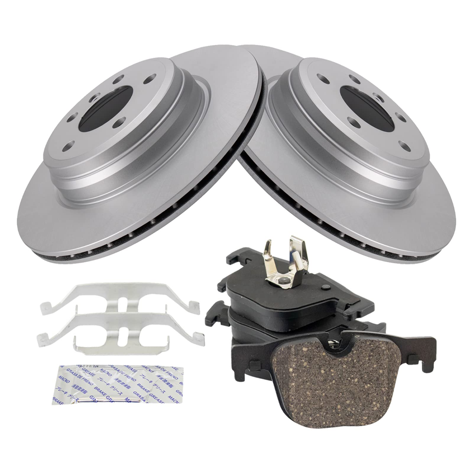 Trq Rear Premium Posi Ceramic Disc Pad & Brake Coated Rotor Kit Compatible With Bmw