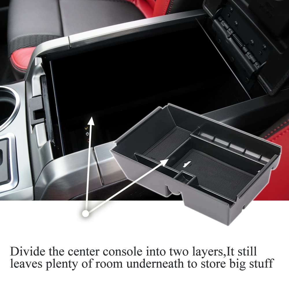 Vesul Center Console Armrest Storage Box Compatible With Ford F-150 F150 2011 2012 2013 2014 Abs Tray Insert Organizer Glove Pal