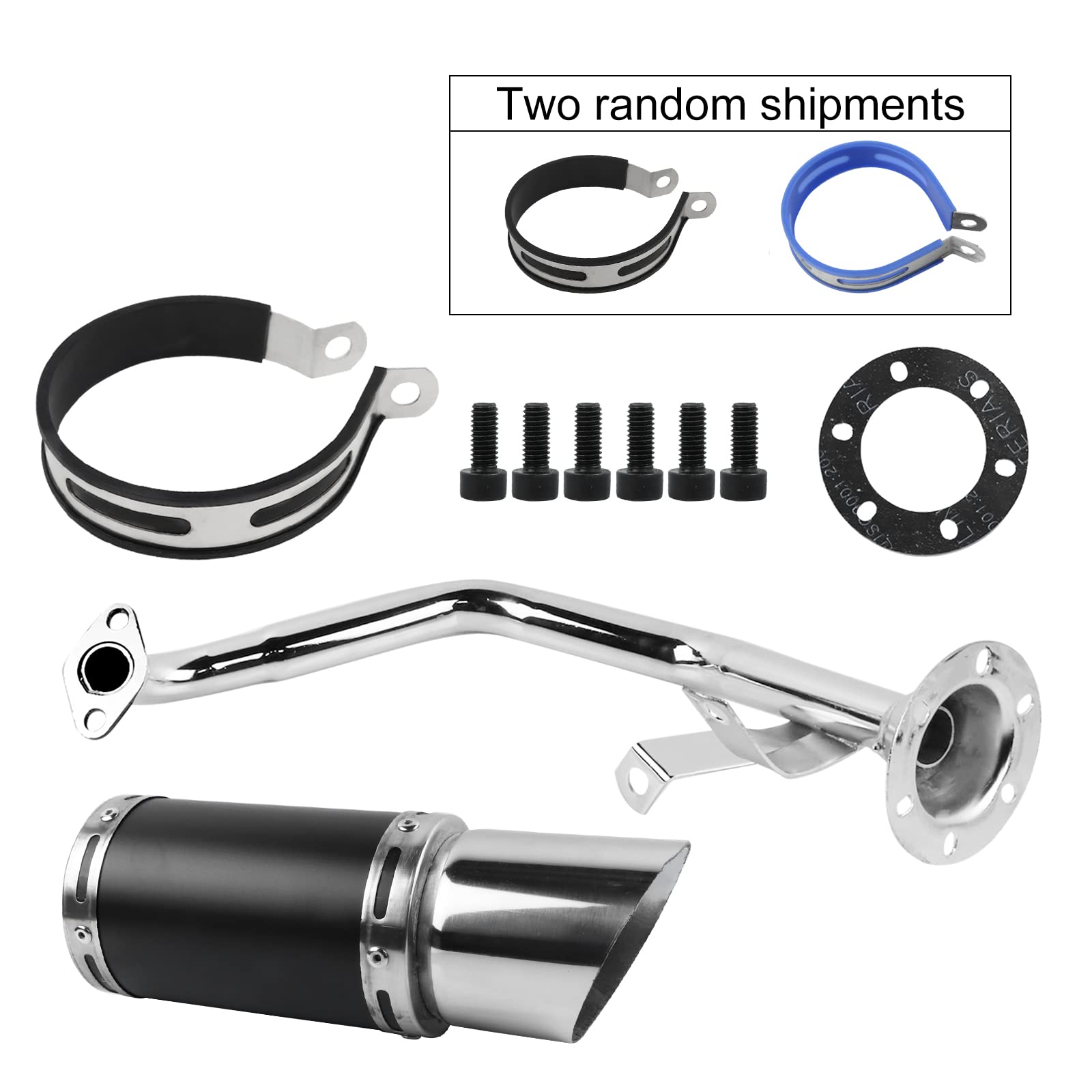 FLYPIG GY6 150cc Muffler Exhaust Pipe Kit - Alloy Steel, Black, Compatible with GY6 125cc/150cc/152QMI/157QMJ ATV/S
