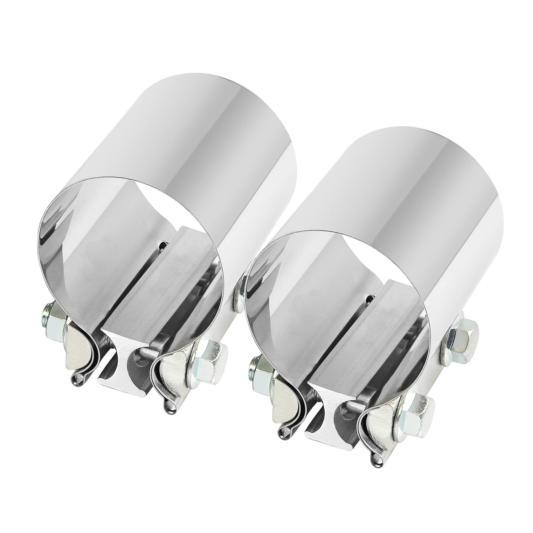 2.5 Inch 2 1/2 Butt Joint Exhaust Band Clamp Sleeve Stainless Steel Sleeve Coupler 2pcs
