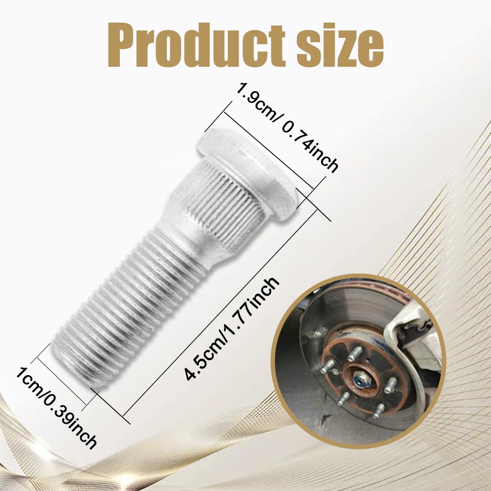 PACLVIO Wheel Studs - 5PCS Steel Lug Bolts, M12x1.5, 49mm Long, Compatible with Chevy, Lexus, Toyota, Scion, Pontiac