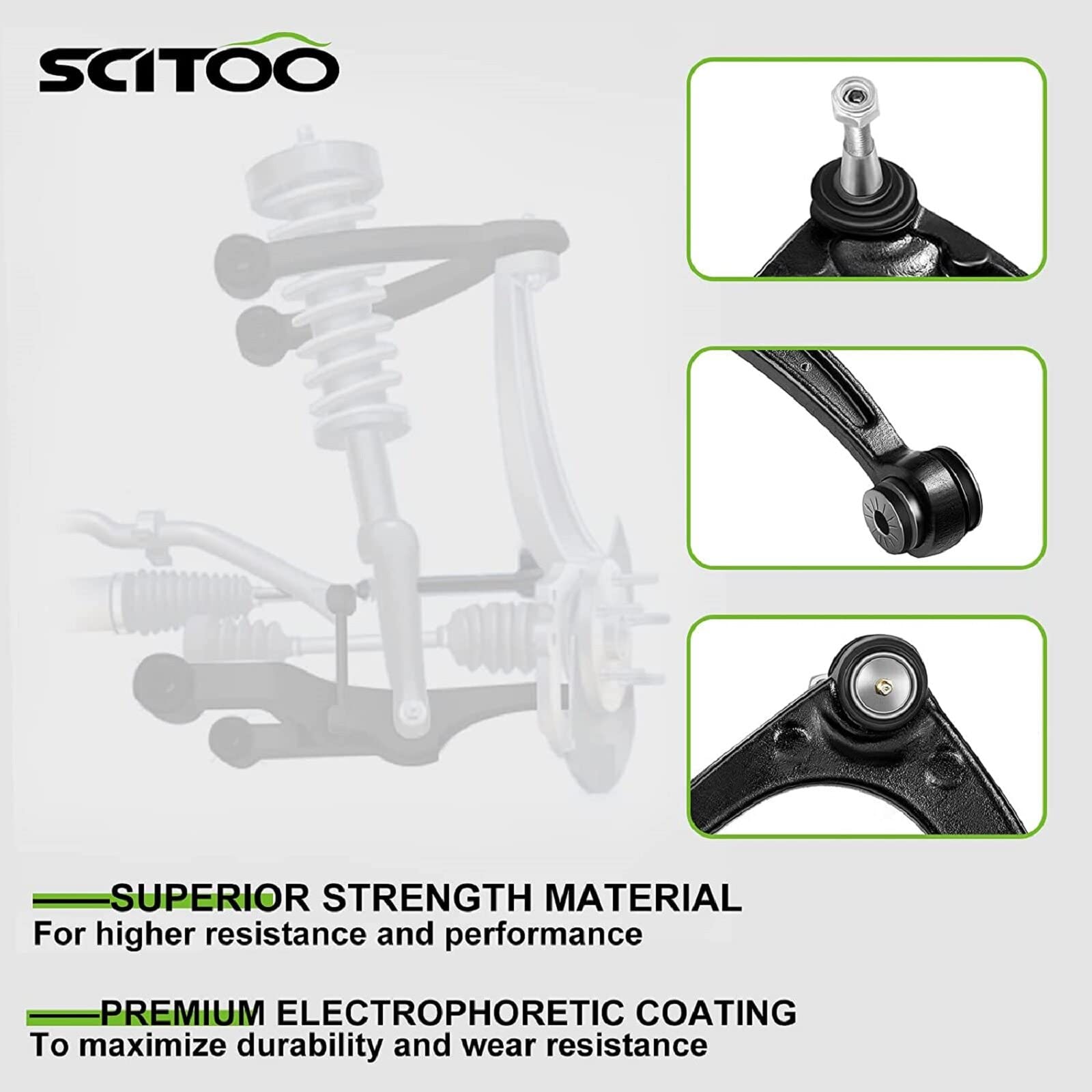 Scitoo 10Pcs Front Suspension Kit Lower Control Arm And Ball Joint Sway Bar Link Outer Inner Tie Rod End W/Boot For 2007-2012 For Dodge Caliber 2007-2017 For Jeep Compass 2007-2017 For Jeep Patriot