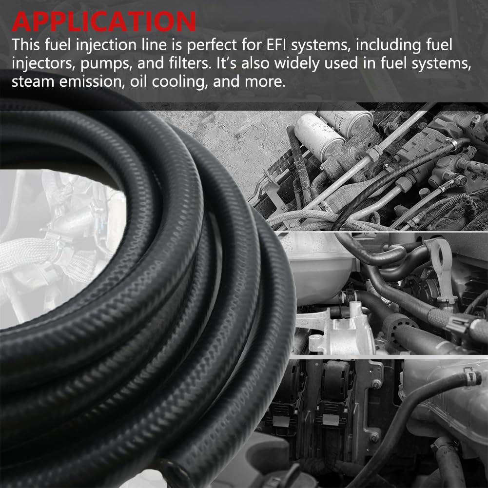 Byredio 3/8 Transmission Cooler Hose 10Mm High Pressure Push Lock Fuel Injection Hose 300Psi 5Ft