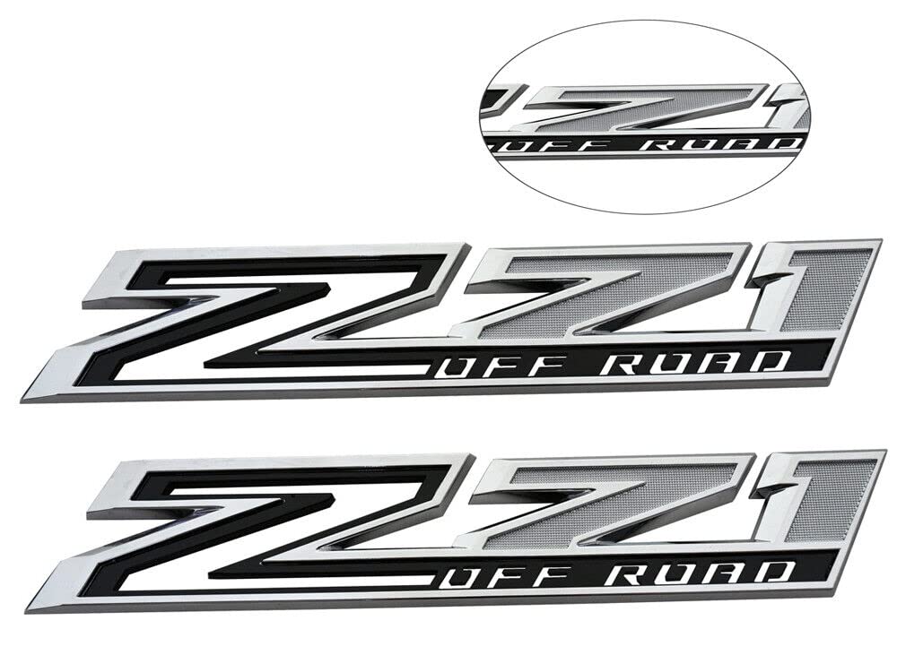 Yoaoo 2-Pack Z71 Off Road Emblems | Chrome Black Decals for Silverado | Model CS203-2-Z71offCHBK