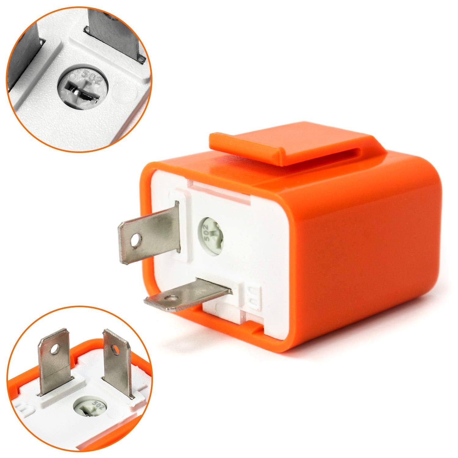 QWORK 2Pcs 2-Pin Electronic Turn Signal Flasher Relay Fix Motorcycle Turn Signal Hyper Flash, Adjustable Motorcycle LED Turn Sig