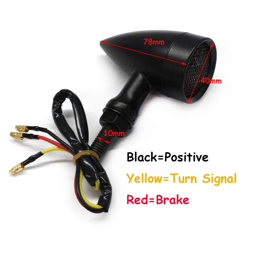 Black Motorcycle Led Turn Signals Red Light Brake Running Tail Lights Bullet